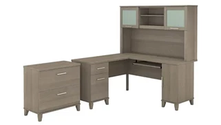 L Shaped Desks with Hutch Bush Furniture 60in W L-Shaped Desk with Hutch and Lateral File Cabinet