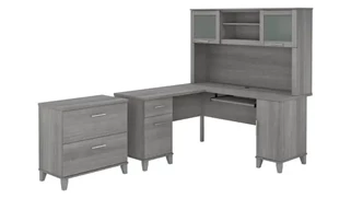 L Shaped Desks with Hutch Bush Furniture 60in W L-Shaped Desk with Hutch and Lateral File Cabinet