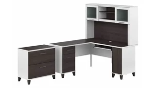 L Shaped Desks with Hutch Bush Furnishings 60in W L-Shaped Desk with Hutch and Lateral File Cabinet