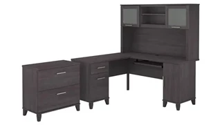 L Shaped Desks with Hutch Bush Furniture 60in W L-Shaped Desk with Hutch and Lateral File Cabinet