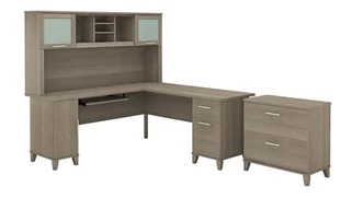 L Shaped Desks with Hutch Bush Furniture 72in W L-Shaped Desk with Hutch and Lateral File Cabinet