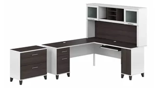 L Shaped Desks with Hutch Bush Furnishings 72in W L-Shaped Desk with Hutch and Lateral File Cabinet