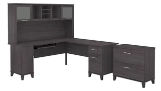 L Shaped Desks with Hutch Bush Furnishings 72in W L-Shaped Desk with Hutch and Lateral File Cabinet