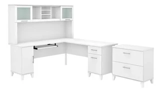 L Shaped Desks with Hutch Bush Furniture 72in W L-Shaped Desk with Hutch and Lateral File Cabinet