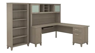 L Shaped Desks with Hutch Bush Furniture 72in W L-Shaped Desk with Hutch and 5 Shelf Bookcase