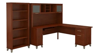 L Shaped Desks with Hutch Bush Furniture 72in W L-Shaped Desk with Hutch and 5 Shelf Bookcase