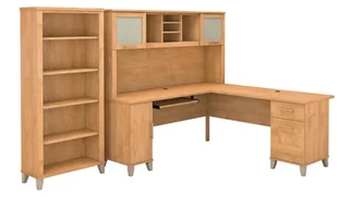 L Shaped Desks with Hutch Bush Furniture 72in W L-Shaped Desk with Hutch and 5 Shelf Bookcase