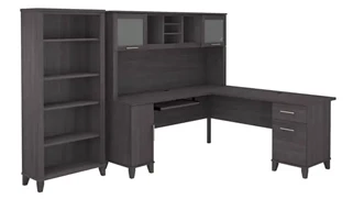 L Shaped Desks with Hutch Bush Furniture 72in W L-Shaped Desk with Hutch and 5 Shelf Bookcase