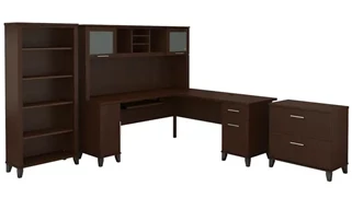 Office Suites Bush Furnishings 72in W L-Shaped Desk with Hutch, Lateral File Cabinet and Bookcase
