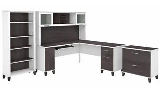 Office Suites Bush Furniture 72in W L-Shaped Desk with Hutch, Lateral File Cabinet and Bookcase