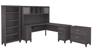 Office Suites Bush Furniture 72in W L-Shaped Desk with Hutch, Lateral File Cabinet and Bookcase
