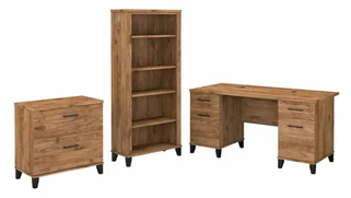 Office Suites Bush Furnishings 60in W Office Desk with Lateral File Cabinet and 5 Shelf Bookcase