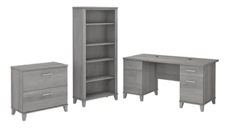 Office Suites Bush Furniture 60in W Office Desk with Lateral File Cabinet and 5 Shelf Bookcase