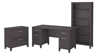 Office Suites Bush Furniture 60in W Office Desk with Lateral File Cabinet and 5 Shelf Bookcase
