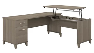 Standing Desks - Manually Adjustable Bush Furniture 6ft W 3 Position Sit to Stand L-Shaped Desk