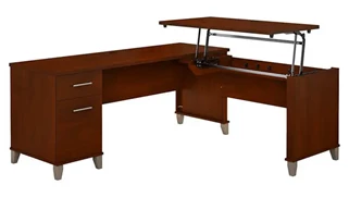 Standing Desks - Manually Adjustable Bush Furniture 6ft W 3 Position Sit to Stand L-Shaped Desk