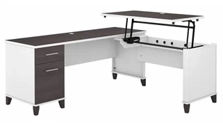 Standing Desks - Manually Adjustable Bush Furniture 6ft W 3 Position Sit to Stand L-Shaped Desk