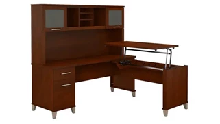 Standing Desks - Manually Adjustable Bush Furniture 6ft W 3 Position Sit to Stand L-Shaped Desk with Hutch