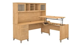 Adjustable Height Desks & Tables Bush Furniture 6ft W 3 Position Sit to Stand L-Shaped Desk with Hutch