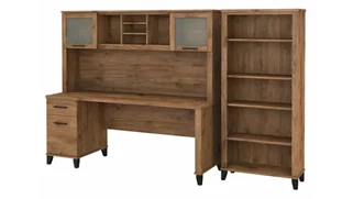 Stand-Alone Desks with Hutch Bush Furnishings 72in W Office Desk with Hutch and 5 Shelf Bookcase