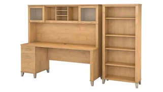 Stand-Alone Desks with Hutch Bush Furniture 72in W Office Desk with Hutch and 5 Shelf Bookcase
