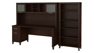 Stand-Alone Desks with Hutch Bush Furniture 72in W Office Desk with Hutch and 5 Shelf Bookcase