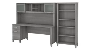Stand-Alone Desks with Hutch Bush Furniture 72in W Office Desk with Hutch and 5 Shelf Bookcase