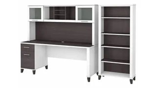 Stand-Alone Desks with Hutch Bush Furnishings 72in W Office Desk with Hutch and 5 Shelf Bookcase