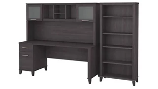 Stand-Alone Desks with Hutch Bush Furniture 72in W Office Desk with Hutch and 5 Shelf Bookcase
