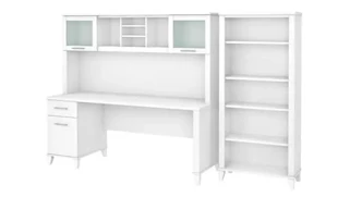 Stand-Alone Desks with Hutch Bush Furniture 72in W Office Desk with Hutch and 5 Shelf Bookcase