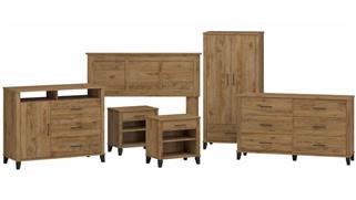 Full Size Beds Bush Furniture 6 Piece Bedroom Set with Full/Queen Size Headboard and Storage
