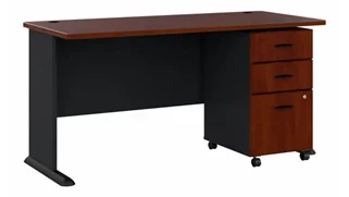 Stand-Alone Single Pedestal Desks Bush Furnishings 60in W Desk with Mobile File Cabinet (Assembled)