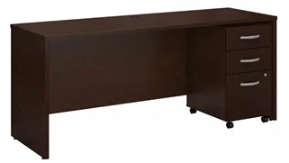 Stand-Alone Single Pedestal Desks Bush Furnishings 72in W x 24in D Office Desk with Assembled 3 Drawer Mobile File Cabinet