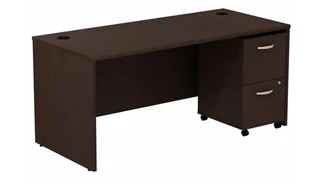Stand-Alone Single Pedestal Desks Bush Furnishings 66in W Desk with Assembled 2 Drawer Mobile Pedestal