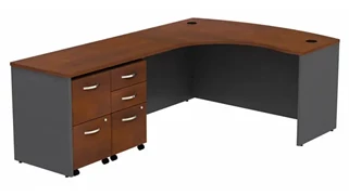 L Shaped Double Pedestal Desks Bush Furniture Bow Front L-Shaped Desk with (2) Assembled  Mobile Pedestals