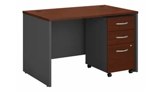 Stand-Alone Single Pedestal Desks Bush Furniture 48in W x 30in D Office Desk with Assembled 3 Drawer Mobile File Cabinet