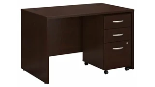 Stand-Alone Single Pedestal Desks Bush Furnishings 48in W x 30in D Office Desk with Assembled 3 Drawer Mobile File Cabinet