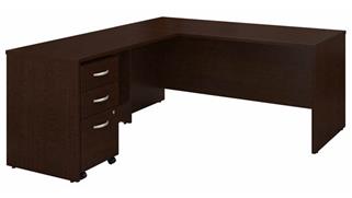 L Shaped Desks Bush 66in W L-Shaped Desk with Assembled 3 Drawer Mobile File Cabinet