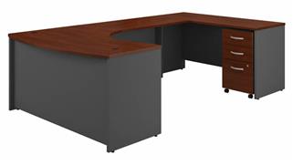 U Shaped Desks Bush 60in W Right Handed Bow Front U-Shaped Desk with Assembled Mobile File Cabinet