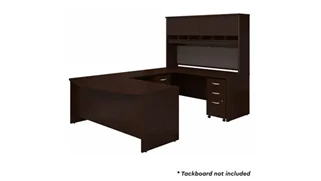 U Shaped Desks with Hutch Bush Furniture 72in W Bow Front U-Shaped Desk with Hutch and (2) Assembled Mobile File Cabinets
