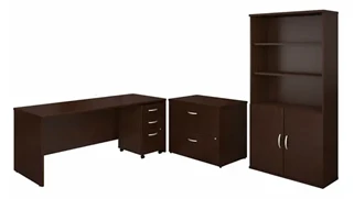 Office Suites Bush Furniture 72in W Office Desk with Bookcase and Assembled Lateral and Mobile File Cabinets