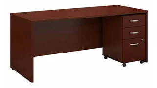 Stand-Alone Single Pedestal Desks Bush Furnishings 72in W x 30in D Office Desk with Assembled Mobile File Cabinet
