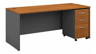 Stand-Alone Single Pedestal Desks Bush Furnishings 72in W x 30in D Office Desk with Assembled Mobile File Cabinet