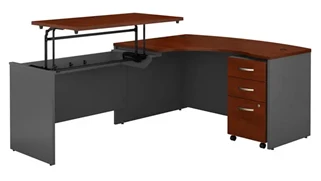 Standing Desks - Manually Adjustable Bush Furnishings 60in W x 85in D Left Hand 3 Position Sit to Stand L Shaped Desk with Mobile File Cabinet