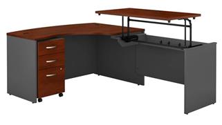 Adjustable Height Desks & Tables Bush 60in W x 43in D Right Hand 3 Position Sit to Stand L Shaped Desk with Mobile File Cabinet