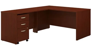 L Shaped Single Pedestal Desks Bush Furnishings 60in W L-Shaped Desk with Assembled 3 Drawer Mobile File Cabinet