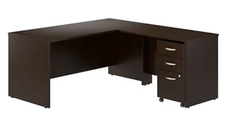 L Shaped Desks Bush Furnishings 66in W L-Shaped Desk with 42in W Return and Mobile File Cabinet