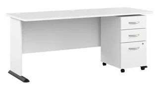 Computer Desks Bush Furnishings 72in W Computer Desk with Assembled 3 Drawer Mobile File Cabinet