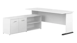 L Shaped Single Pedestal Desks Bush Furnishings 72in W L-Shaped Gaming Desk with Storage