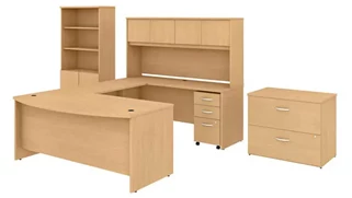 Office Suites Bush Furniture 72" W x 36" D U-Shaped Desk with Hutch, Bookcase and 2 Assembled File Cabinets